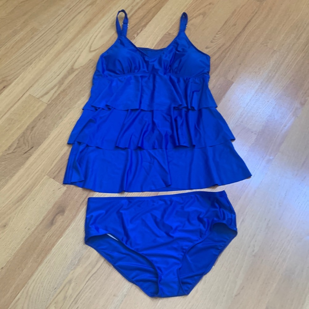 NEW 1X Blue 2 piece swimsuit